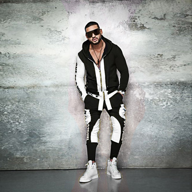 ZOGAA Hip Hop Erkek Cool Kapşonlu Üst Seti 2 Parça Eşofman Takımı Kapşonlu Ceket ve Pantolon Eşofman Takımı Eşofman Takımları_voghion.com