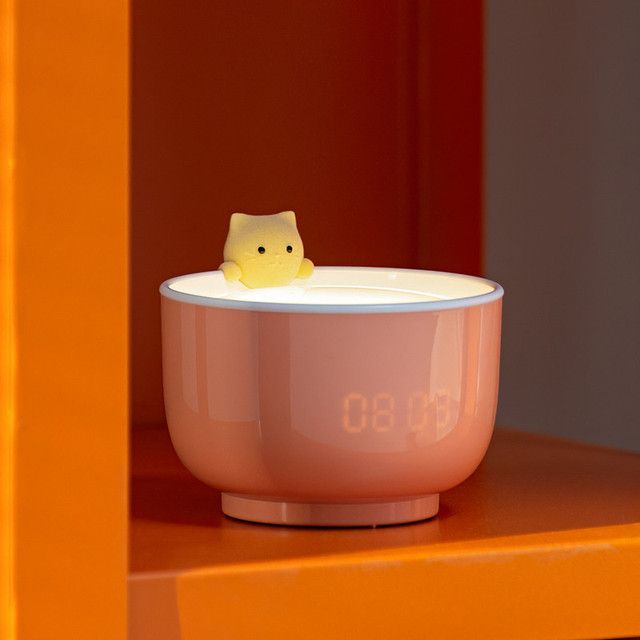 LED Nuetslicht Digital Wecker USB Laden Dräi-Niveau Dimmen Cute Cat Baby Fütterungslampe Schlofkummer Kanner Kanner Kaddoe_voghion.com