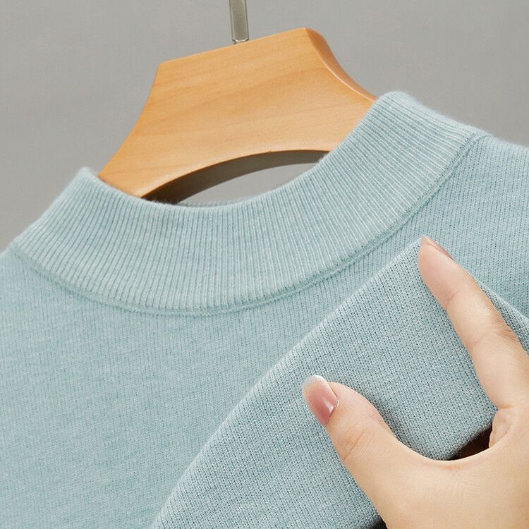 Herrenbekleidung Live-Übertragung Halbrollkragen Langarm-Strickpullover Herren Herbst und Winter Neues einfarbiges warmes Unterhemd Herren_voghion.com