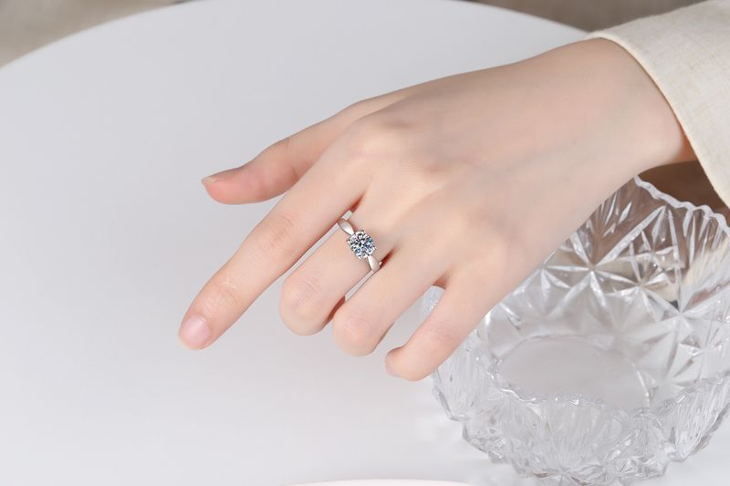 Bullhead stijl S zilver voor dames, verguld met pt950 één karaat Mosonite diamanten ringhouder_voghion.com