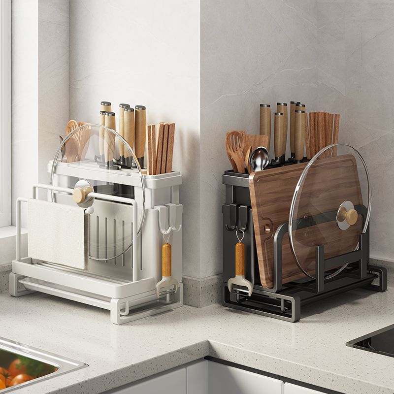 Multifunctional Kitchen Countertop Wall-Mounted Cutting Board Chopstick Holder Knife Integrated Storage Rack_voghion.com