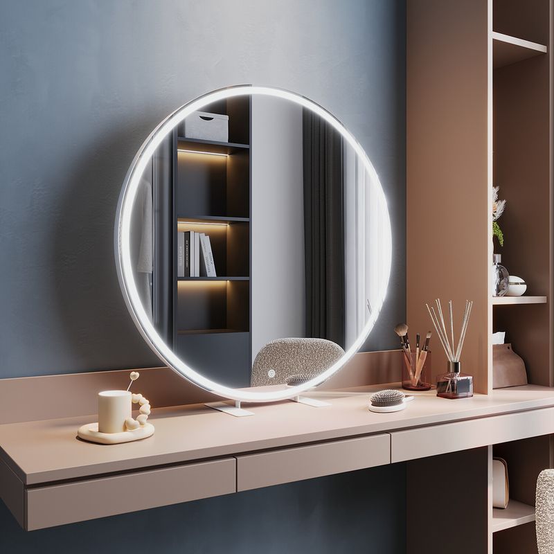 Luxury Vanity Set Mirror Adjustable LED Lights With Wall Hanging Dressing Table_voghion.com