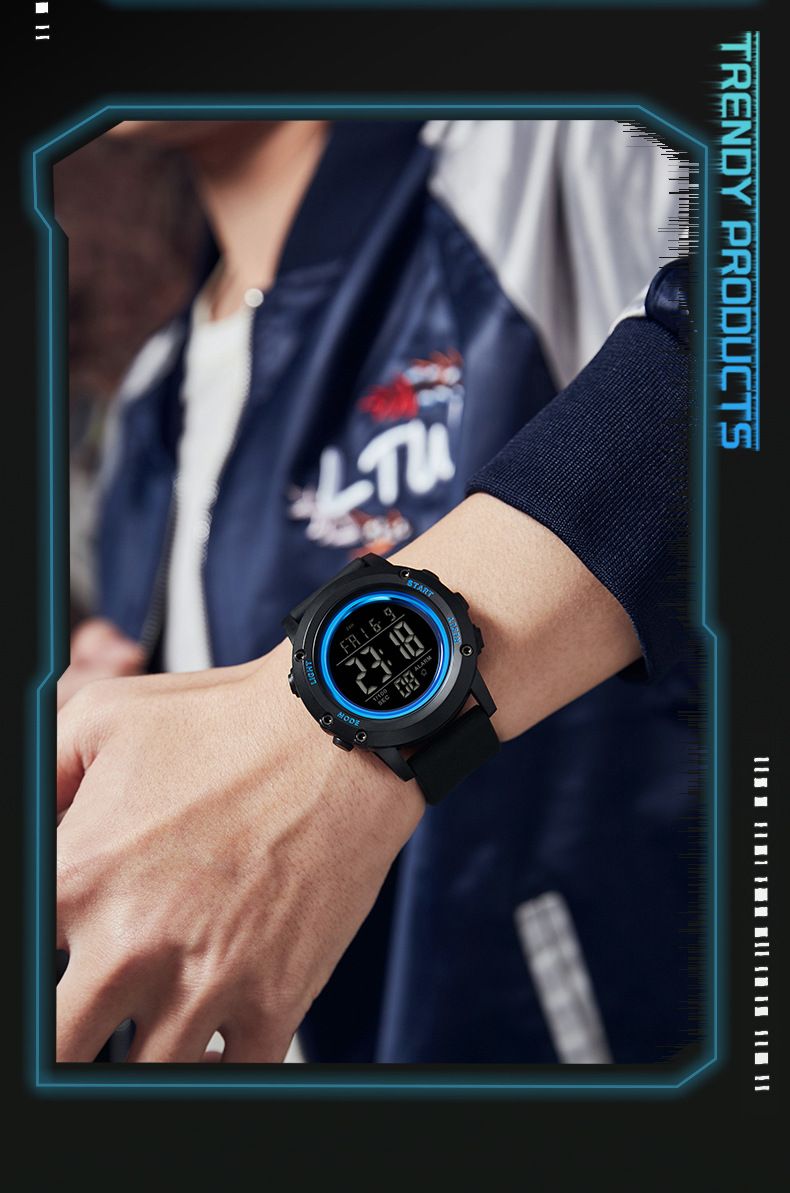 Orologio sportivo digitale con impermeabile fino a 50 m, sveglia multifunzione, cronometro, retroilluminazione a LED per uomini e donne, orologi elettronici per studenti multifunzione_voghion.com