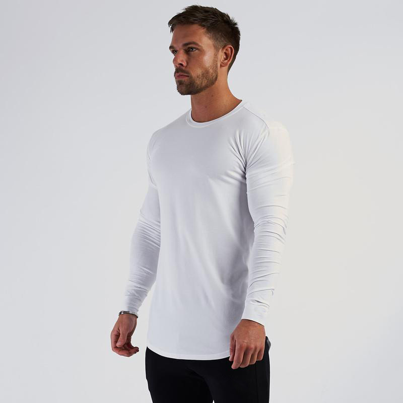 Camicia base tendenza da uomo a maniche lunghe sportiva slim in puro cotone traspirante con fondo tondo_voghion.com