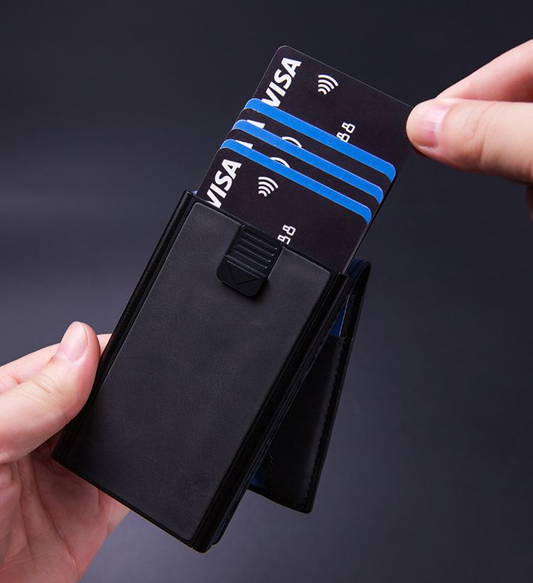 Schlankes RFID-blockierendes Kartenetui aus Aluminiumlegierung – Multifunktionale Geldbörse für Kreditkarten, Bargeld und Ausweis_voghion.com