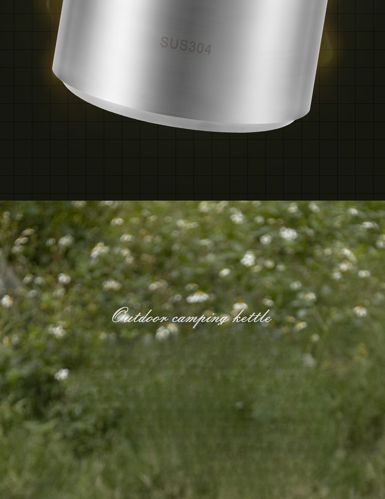 Teiera da campeggio in acciaio inossidabile 304, caffettiera a mano, bollitore portatile per acqua bollente all'aperto_voghion.com