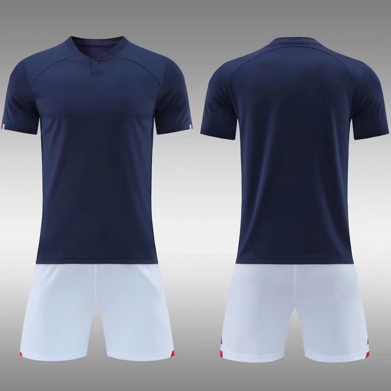 22-23 leichtes kurzärmliges Fußball-Teamtrikot für Erwachsene in Marineblau_voghion.com