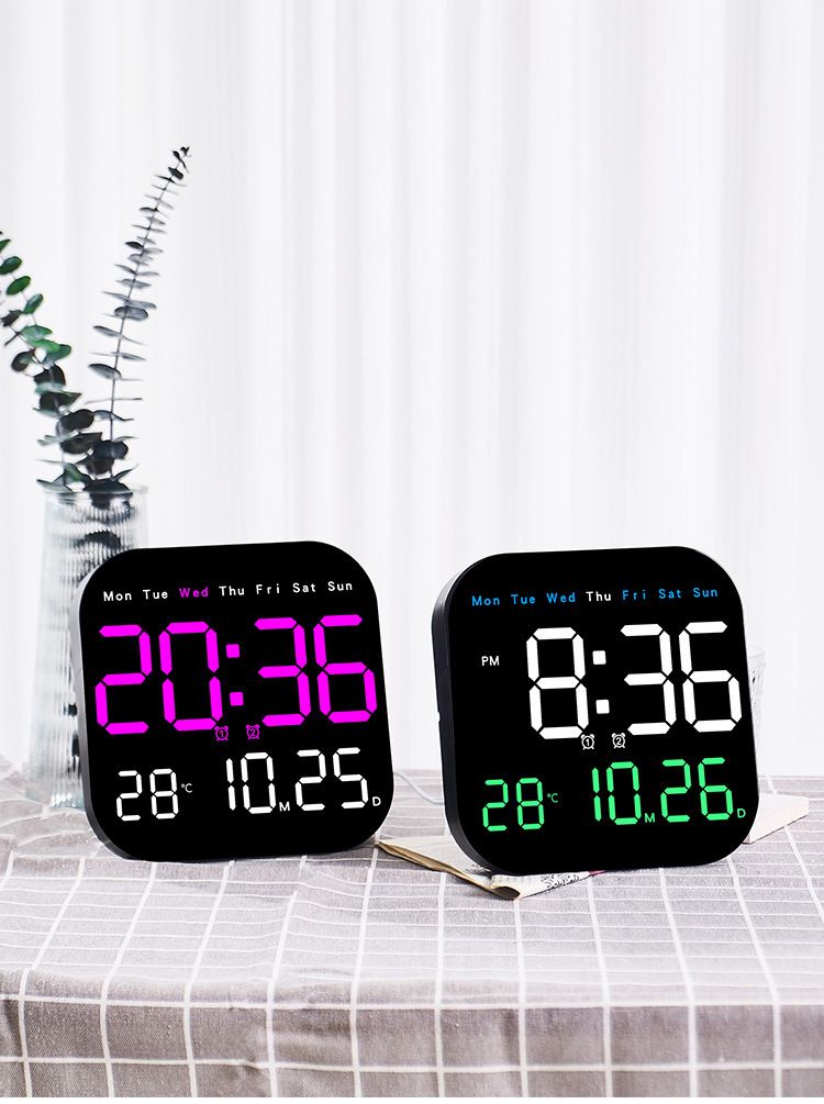 Wanduhren Multifunktionale elektronische LED-Wanduhr mit frischem Design, kann aufgehängt oder aufgestellt werden, doppelter Zweck_voghion.com