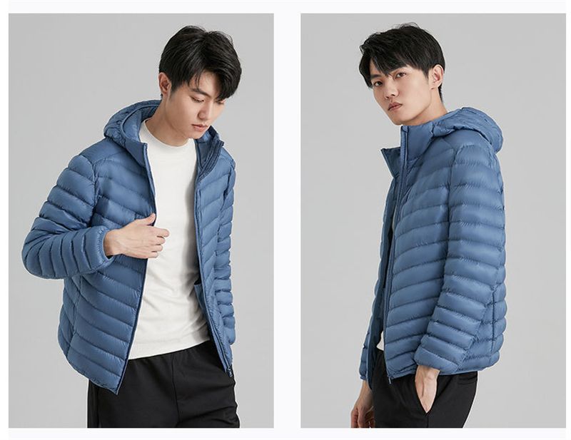 Nieuwe lichtgewicht herenjas met capuchon, lange mouwen, 90 inch dons, kort oversized, modieus en warm_voghion.com