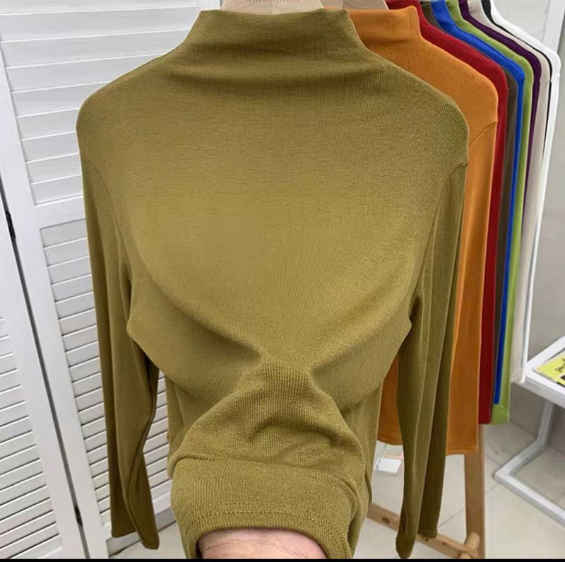 Maglia a collo alto a coste slim-fit – Strato base elasticizzato a maniche lunghe da donna | Versatile e valorizzante_voghion.com