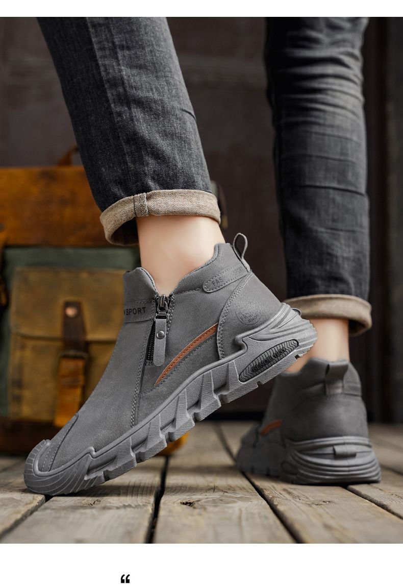 WalkPrime 2025 Herbst/Winter 2025 High-Top Martin Britischer Stil Kurzer Trendiger Arbeitsschuhe Lederstiefel Günstige Herrenschuhe_voghion.com