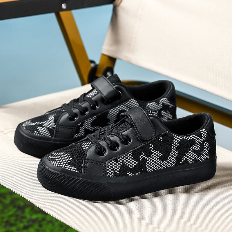 Schwarze Kinder Canvas Sneakers Atmungsaktive Neue Sportmode Kleinkind Mädchen Kinder Jungen Flache Schuhe_voghion.com