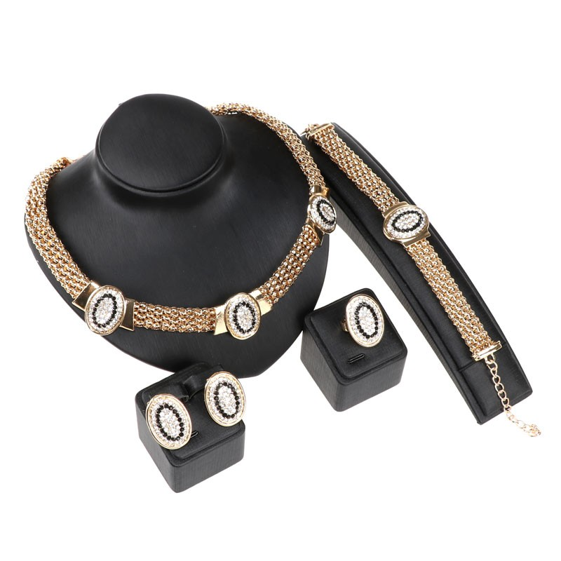 Women Classic Crystal Wedding Party Jewelry Accessories Necklace Earrings Bracelet Ring Prom Jewelry Sets_voghion.com