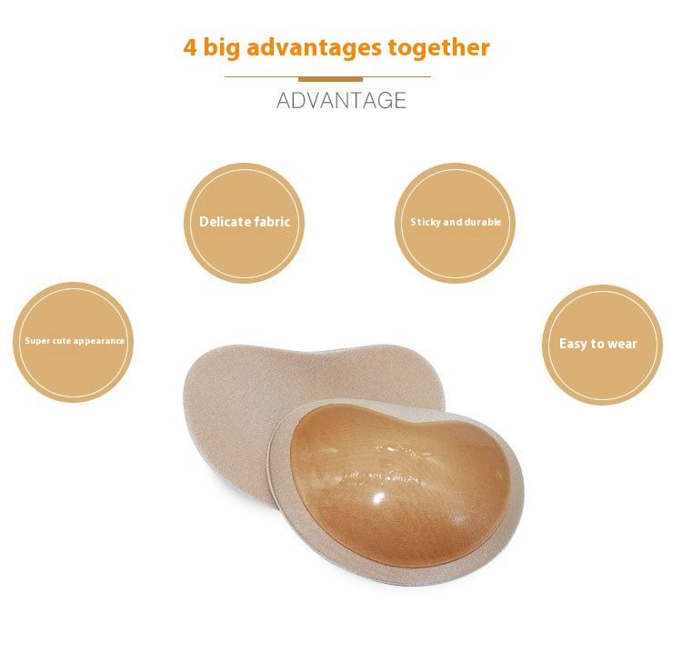 Self-Adhesive Patch Heart Shaped Silicone Invisible Triangular Thickened Sponge Chest Pad Insert Nipple Cover_voghion.com