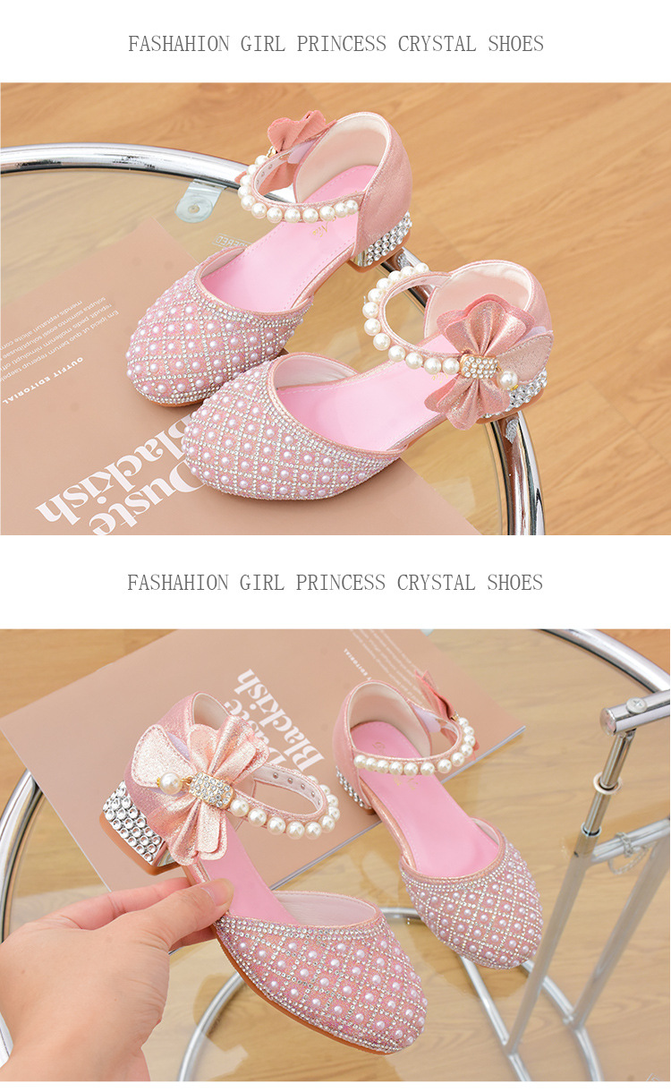 Scarpe da principessa per bambine, modello con tacchi alti bianchi in cristallo, scarpe estive per bambini, scarpe da spettacolo_voghion.com