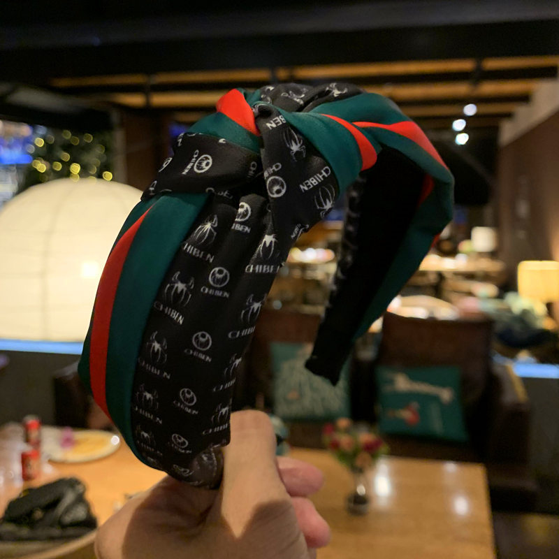 Netizen Same Style Bundle Fascia per capelli con nodo centrale per donna Fascia coreana con bordo largo con rosso e verde_voghion.com