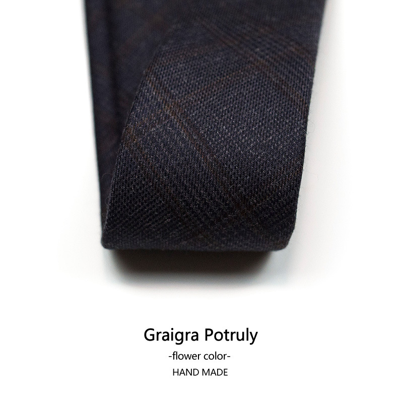 Houndstooth suit and tie solid color brown gray casual retro all-match beige plaid women's and men's tie_voghion.com