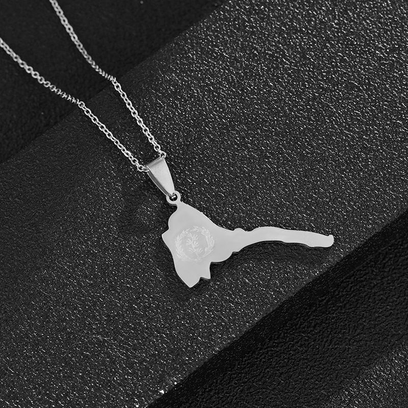 titanium steel smooth Africa map Eritrea Map shape pendant necklace female clavicle chain_voghion.com
