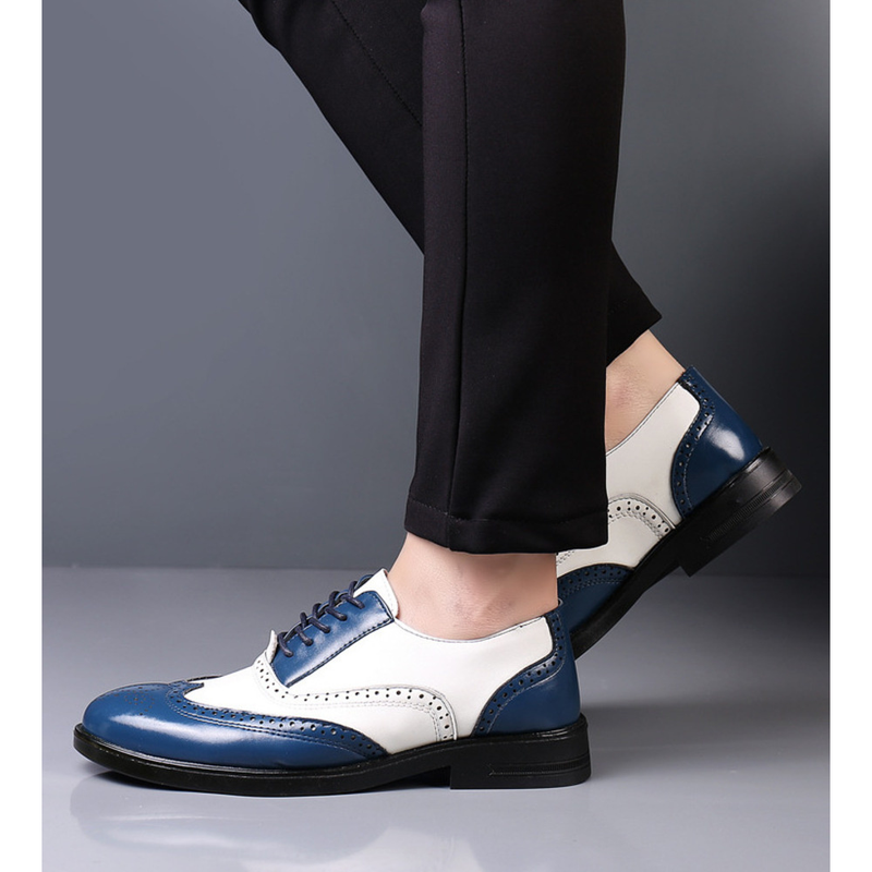Scarpe eleganti da lavoro da uomo Scarpe classiche formali in pelle Scarpe stringate Oxford con punta alari per uomo Moda comoda_voghion.com