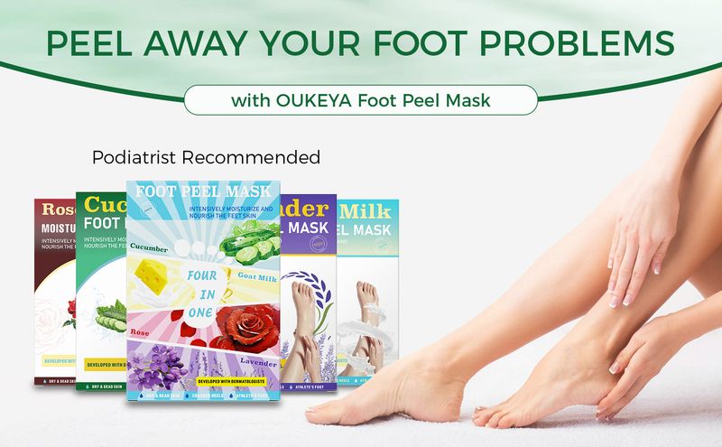 OUKEYA Cucumber Avocado Foot Mask Nawilżająca, Odżywcza - Głębokie Nawilżenie, Złuszczanie, Pielęgnacja Stóp Dla Suchych Popękanych Stóp_voghion.com