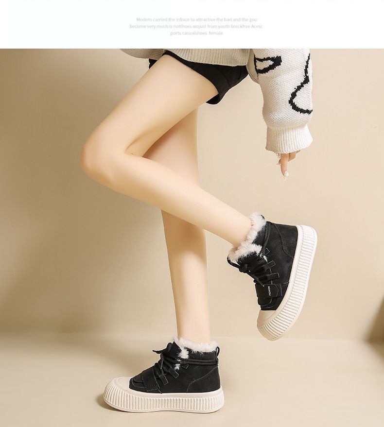 Scarpe alte da donna in velluto spesso, versatili, in cotone, per studenti, scarpe casual alla moda con plateau_voghion.com