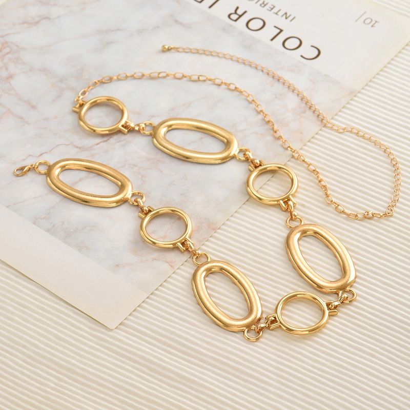 Accessory Personality Sweet Cool Style Metal Round Ring Waist Exaggerated Design Sense Irregular Splicing Body Chain_voghion.com