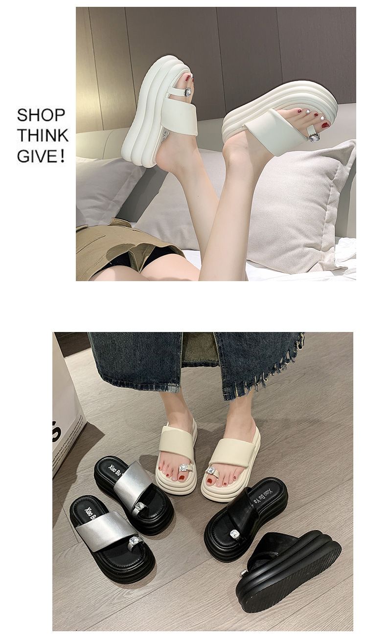 Women's Summer New Fashion Round Thick Sole Open Toe Flip Flops Comfortable Casual Platform Beach Sandals_voghion.com