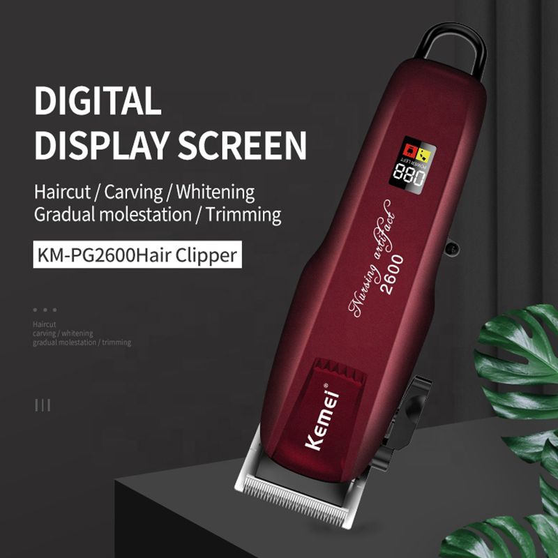 Kemei Km-PG2600 USB-opladning Digitalt display Trimmer Justerbar elektrisk hårklipper Genopladelig klipper_voghion.com