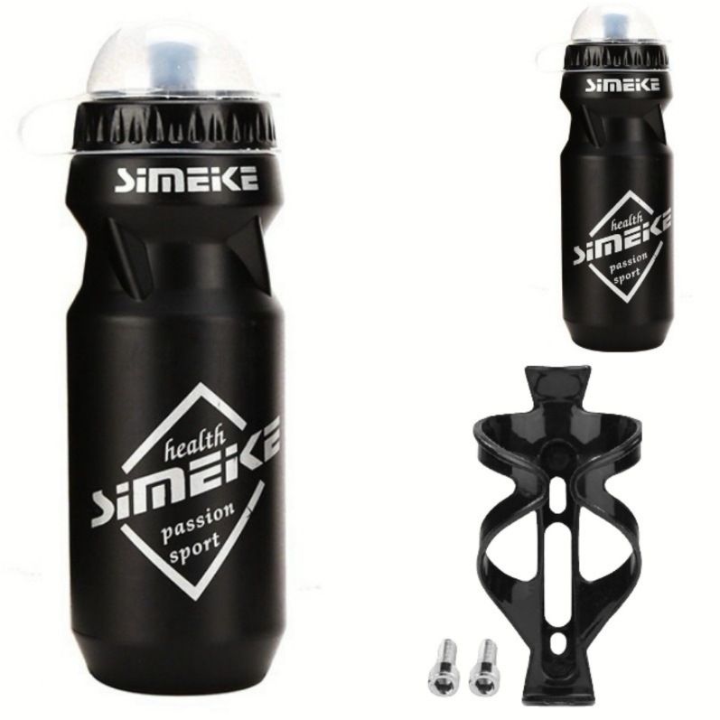 Fahrrad-Trinkflasche, Sport-Trinkflasche für Mountainbike-Sport, mit Staubschutzhülle, PC, einfarbige Kunststoff-Trinkflasche + Trinkflaschenhalter_voghion.com