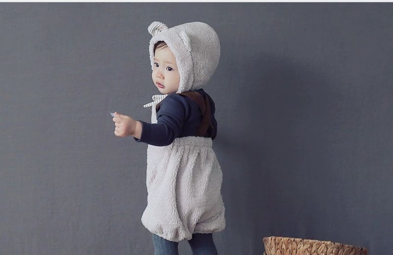 Sonbahar Ve Kış Bebek Kaşmir Tulum Çift Kasık Tulum Şapka Bebek Sevimli Emekleme Takım Elbise_voghion.com