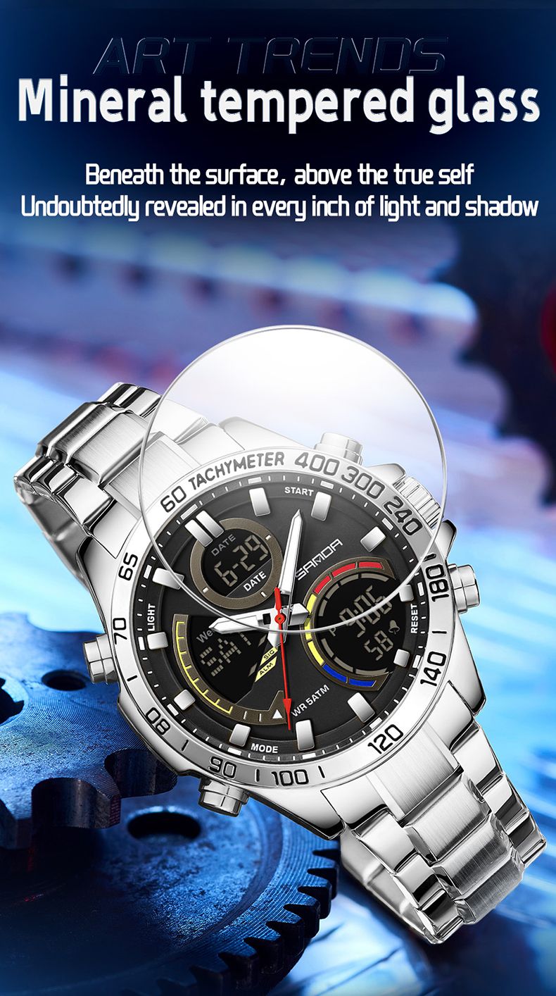 Orologi da uomo Orologio digitale Doppio display Sportivo Impermeabile Orologio militare Uomo Allarme Cronometro Orologio da polso al quarzo Uomo_voghion.com