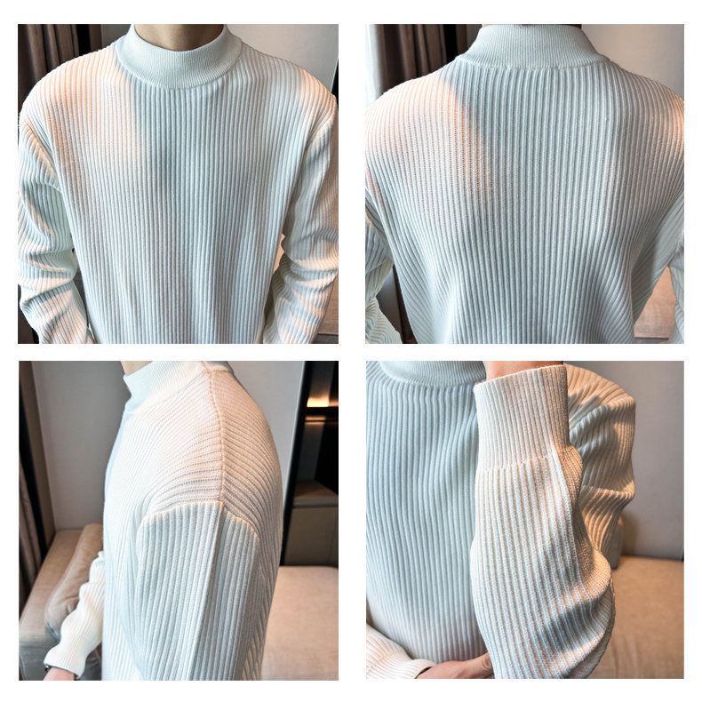 Men’s Slim-Fit High Neck Sweater – 7 Solid Colors, Breathable & Wrinkle-Resistant For Business Casual & Layering_voghion.com