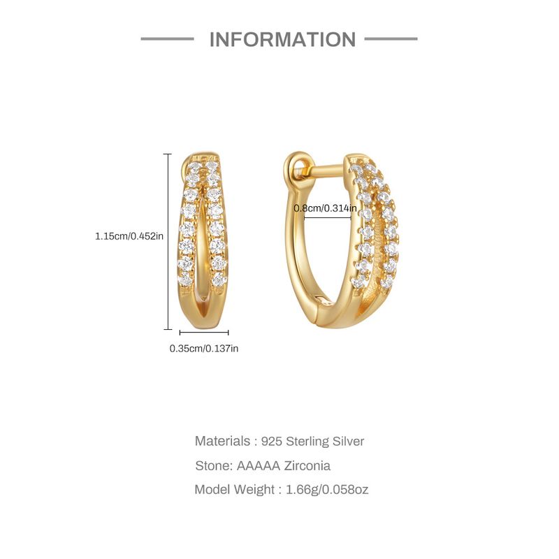 Women's Jewelry Simple S925 Sterling Silver Classic Light Luxury Personality Double Row Diamond Earrings Huggie Earring_voghion.com