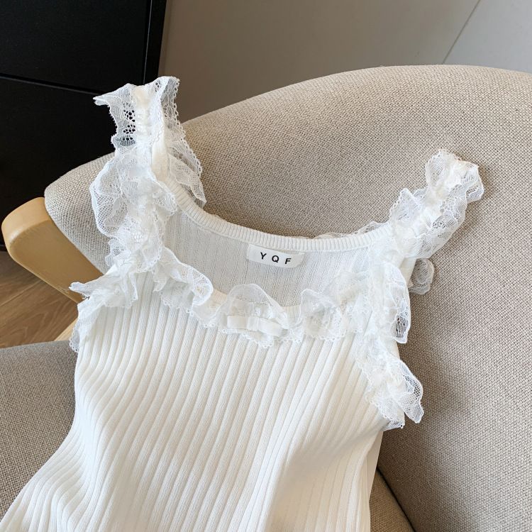 Damenbekleidung Real Shot Spot Sommer Neue kurze Spitze Pure Desire Style Süße heiße Mädchen Eis Seide gestrickte Leibchen Weste weiblich_voghion.com