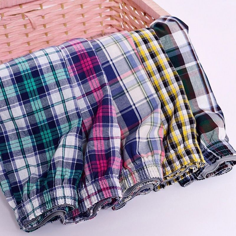 Weizhifu Casual Plaid Imprimer Taille Élastique Hommes Sous-Vêtements Pantalons De Plage D'été Boxers Shorts-Couleur Aléatoire L_voghion.com