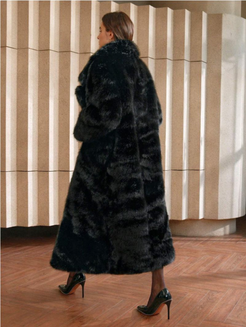 Luxuriöser Wintermantel für Damen, lang, aus Kunstfuchspelz, Parka mit flauschigem Kragen, warme, elegante Oberbekleidung für kaltes Wetter_voghion.com