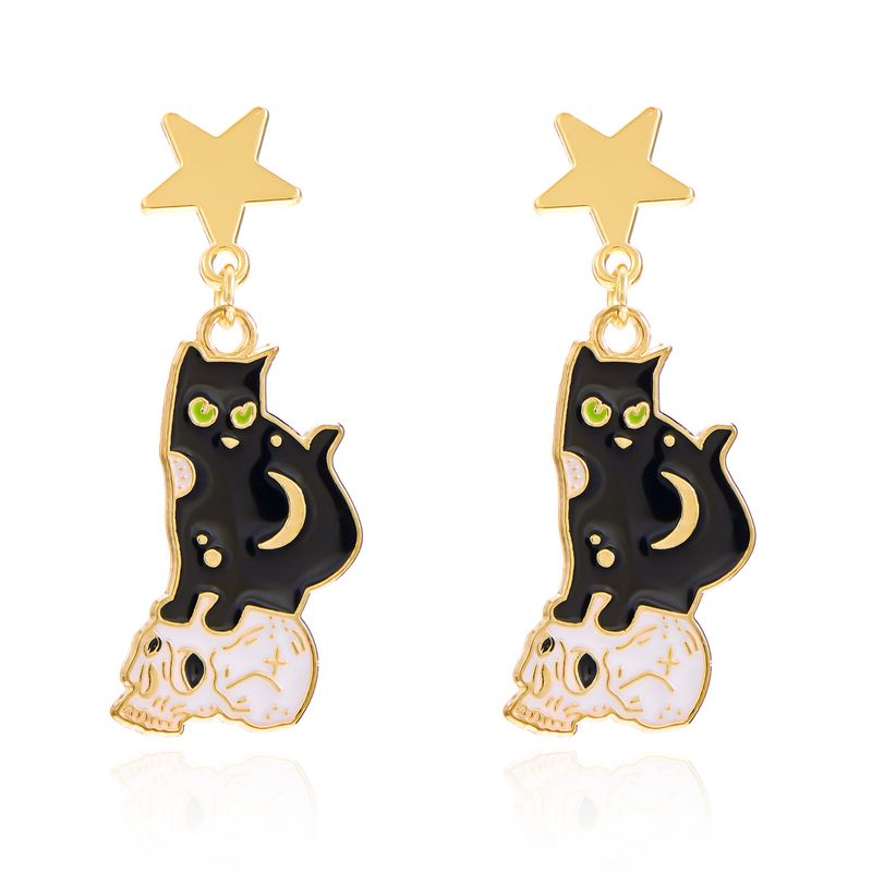 Earrings For Women, Unique Bat Pendant Spooky Cat Halloween Stud Earrings, Ear Jewelry_voghion.com