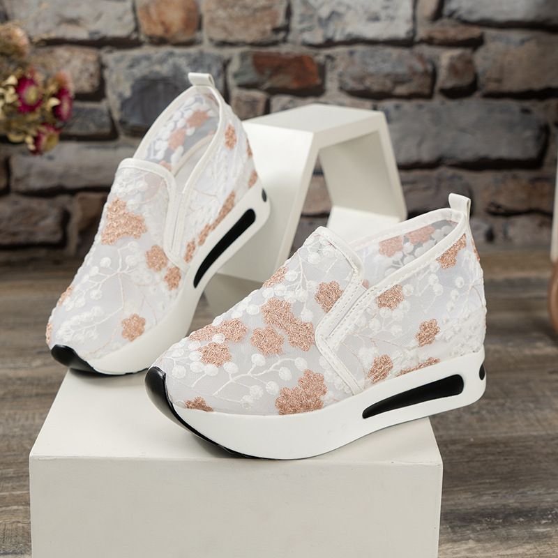Einzelner Schuh 2024 Frühling Koreanische Ausgabe Neue Spitze Mesh Casual Set Füße High Heel Innenerhöhung Matsuke Damensandalen_voghion.com