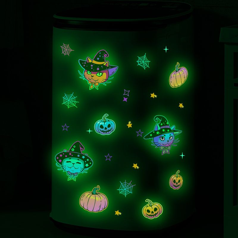 Glow In The Dark Halloween Wall Stickers - 6PCS Ghost Bat Spider Fluorescent Decals For Home Party Decor (20x15cm)_voghion.com