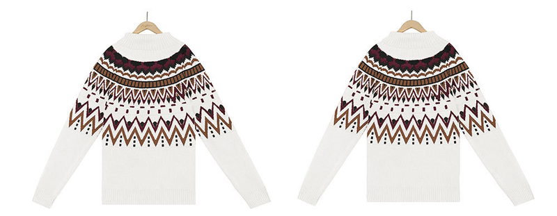 Women's vintage striped patchwork color sweater Halloween turtleneck sweater_voghion.com