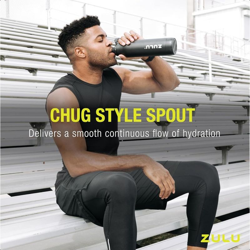 ZULU Ace Vacuum Insulated Stainl Steel Water Bottle With Chug Spout LeakProof Locking Lid And Removable Base For School_voghion.com