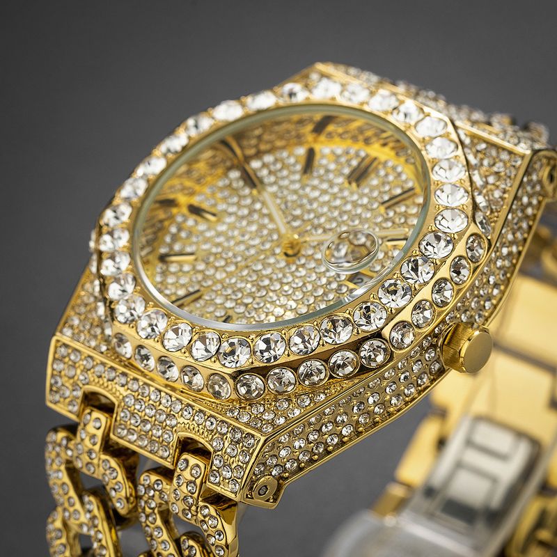 Men's Watch Hip Hop Iced Diamond Watch Men's Fashion Cuban Chain Quartz Watch_voghion.com