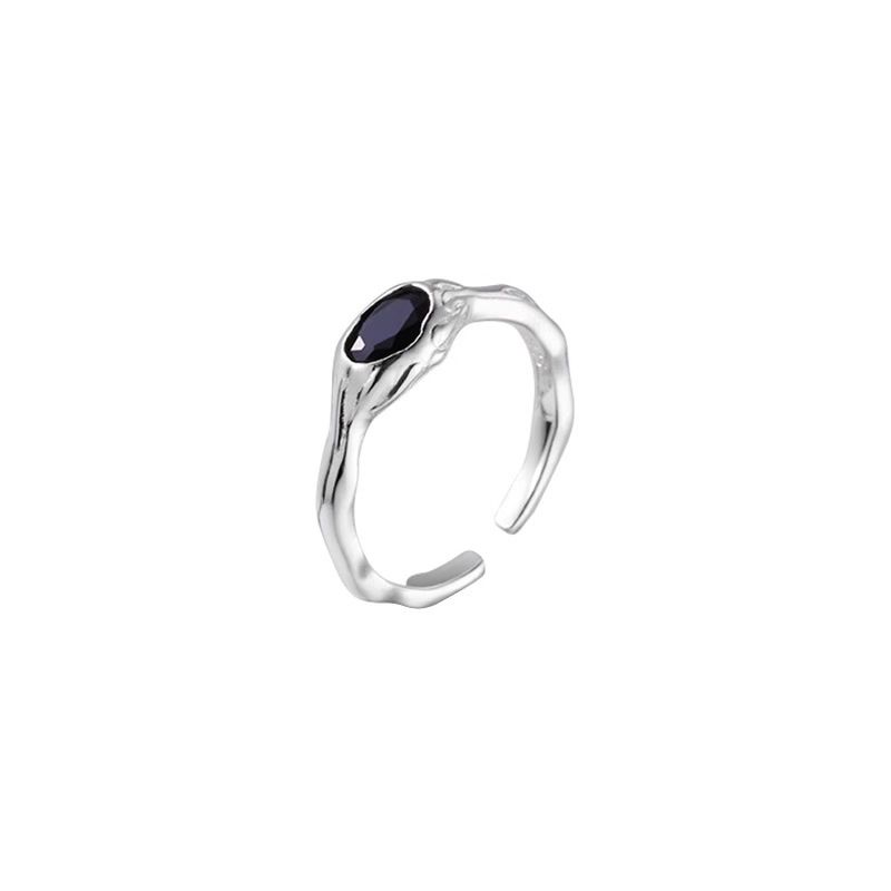Sweet Cool Irregular Black Zircon For Women, Niche Design, High-end Simple Open Ring, Fashionable Index Finger Ring_voghion.com