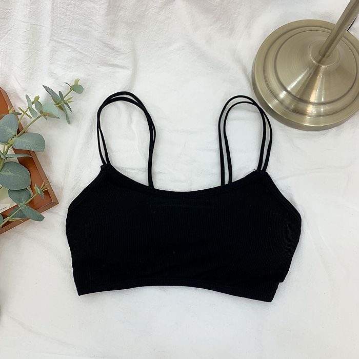 Beauty Back K-style Integrated Student Pure Color Spaghetti Strap Bra_voghion.com