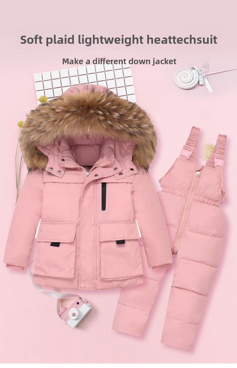 Piumino per bambini 2025, neonato, 1-5 anni, ragazzi e ragazze, nuovo set invernale in due pezzi, top + tuta_voghion.com