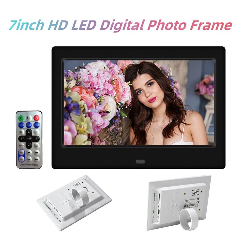 7inch HD LED Digital Frame Clock Calendar 800x480 Smart Electronic Photo Album MP3 MP4 Music Player With Remote Control_voghion.com