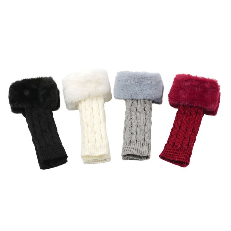 Women's Fingerless Velvet Gloves - Knitted 8-Shaped Twisted Design, Warm & Soft Wool For Autumn & Winter (Short Turn-Up Cuff, Stylish & Cozy)_voghion.com