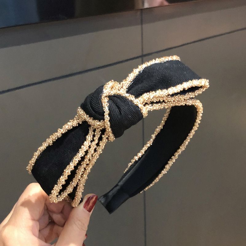 Cerchietto per capelli in tessuto alla moda, stile coreano, con fiocco e perle, ampio ed elegante, da donna_voghion.com