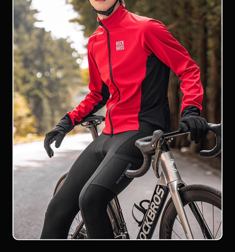 Maglia a maniche lunghe in pile Rockbros per autunno e inverno, calda, da uomo, per ciclismo su strada e montagna_voghion.com