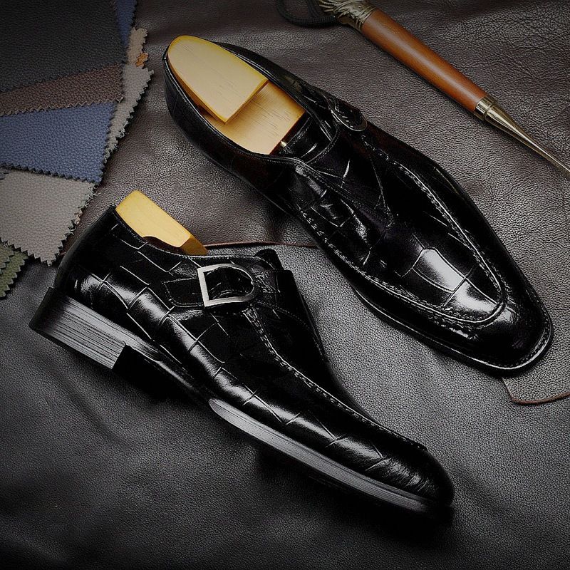 2025 Autumn New Leather Mengke Square Head Shoes Men's Buckle_voghion.com